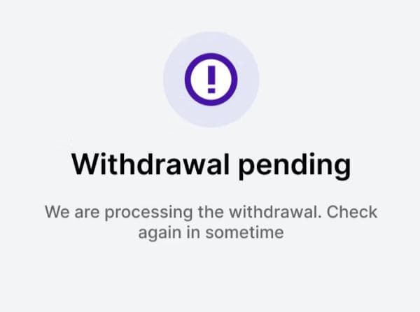 Withdrawal pending screenshot